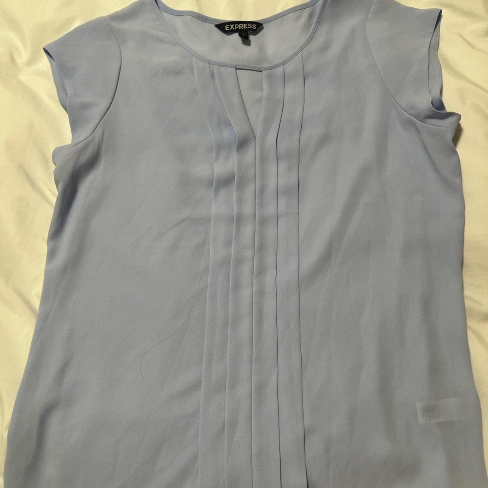 Express Light Pleated Cap Sleeve Blouse